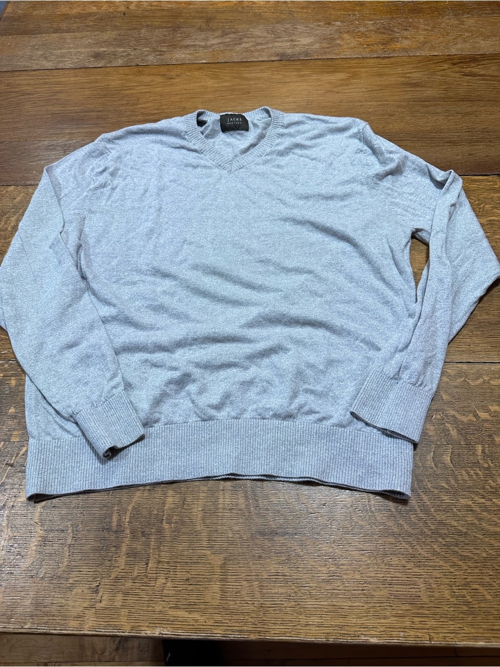 Jachs Men's cotton linen blend sz large Light Gray V-Neck Sweater